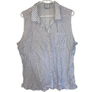 Van Heusen Womens Sleeveless Blouse XXL White Black Bee/Dragonfly Print